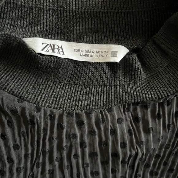 Zara sheer black polka dot short sleeve blouse, NWT, size S - Picture 6 of 8